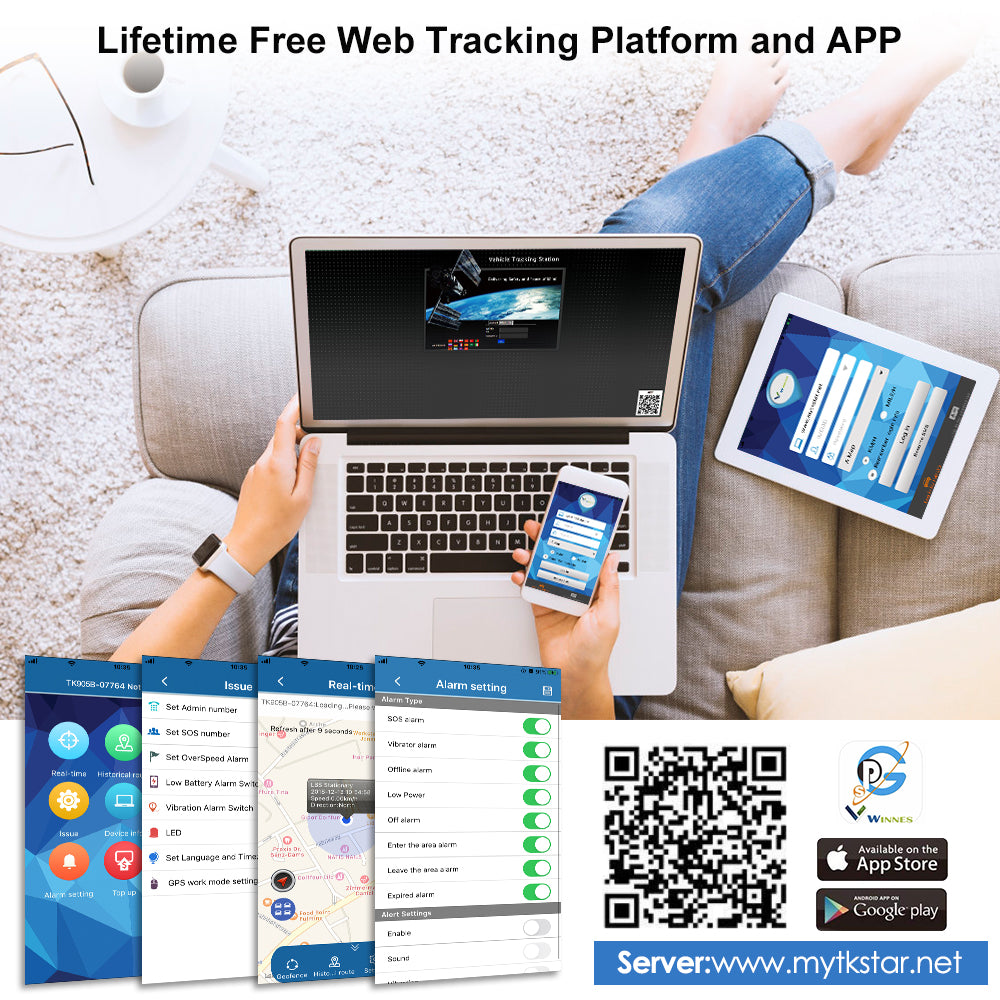 WINNES GPS Tracker Worldwide Realtime Car Tracker SOS Beep Alarm Temperature Display with 2 Custom Function Buttons Magnetic GPS Tracker No Monthly Fee(4G TKS1)