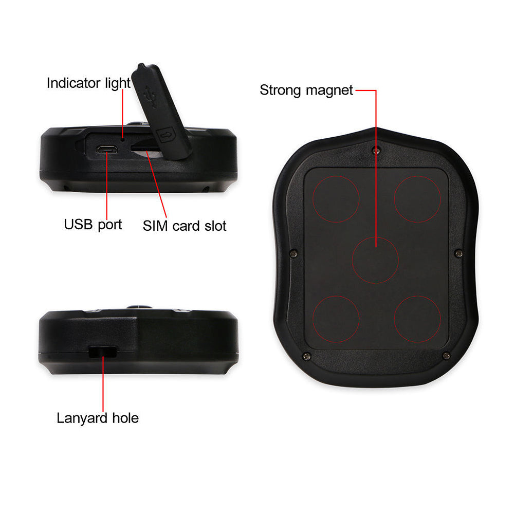 WINNES GPS Tracker 2G TK905, Built in 5000mAh Rechargeable Battery 90 Days Standby, Real Time Positioning Waterproof Strong Magnetism GPS Car Tracker for Fleet, Van, Vehicle