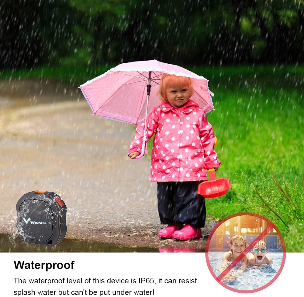 WINNES Mini GPS Tracker Personal GPS Tracker Waterproof Locator Long Time Standby Real-time 2G GSM Free Web APP Tracking Tracking Locator for Kids Seniors Cars Vehicles Wallet