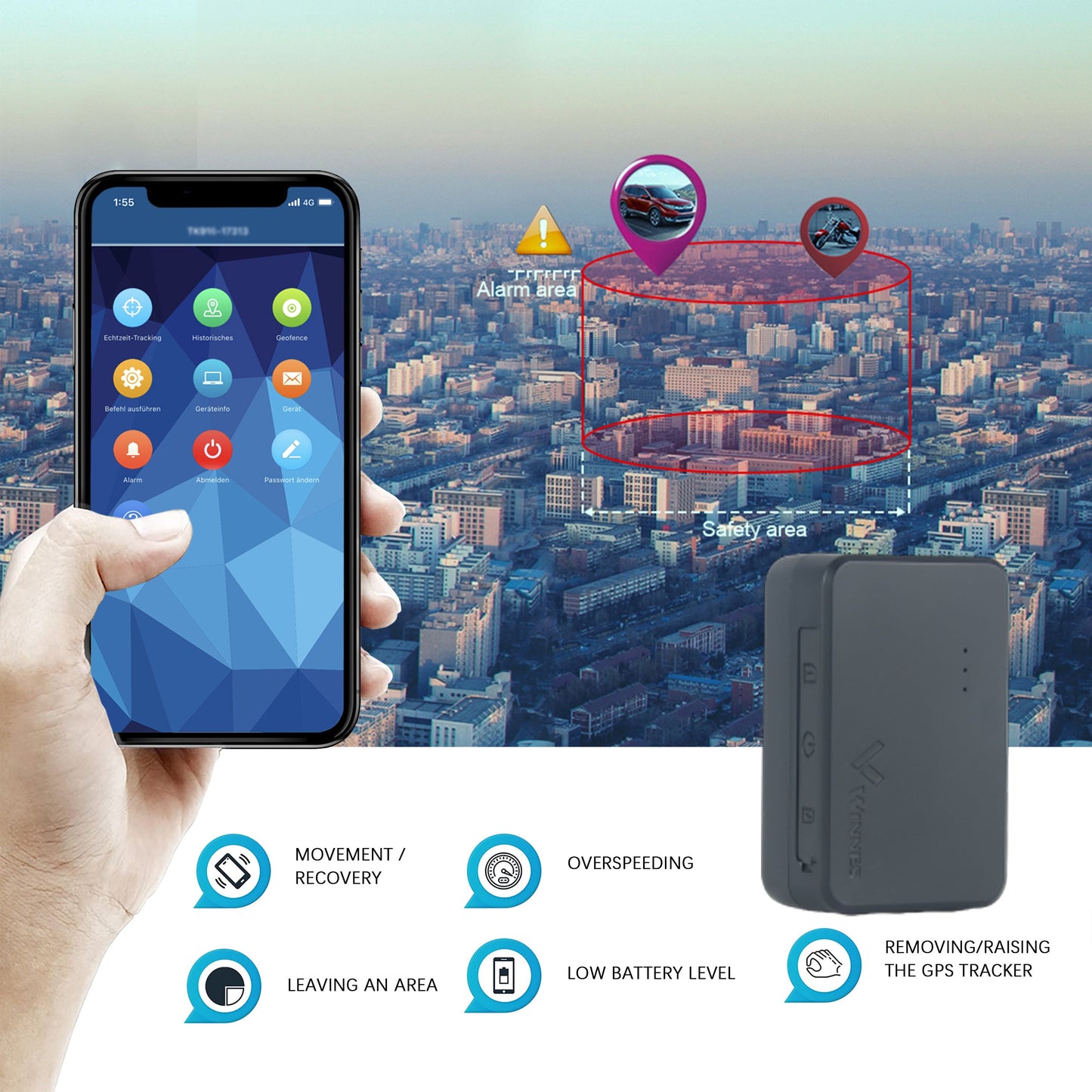 WINNES Mini 4G GPS Tracker with SIM Card, Magnetic GPS Tracker 1500mAh Anti-Theft Device for Vehicle Motorcycle GPS Locator with Free App TK903