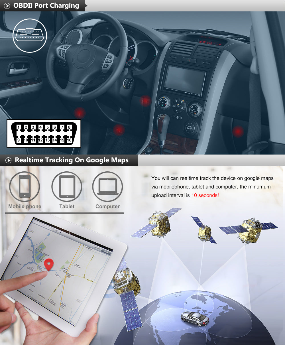 WINNES OBD GPS Tracker 2G TK816 Without Subscription and Accurate Real-time Positioning Anti-theft Alarm Function GPS location Device for Car,SIM Card Needed