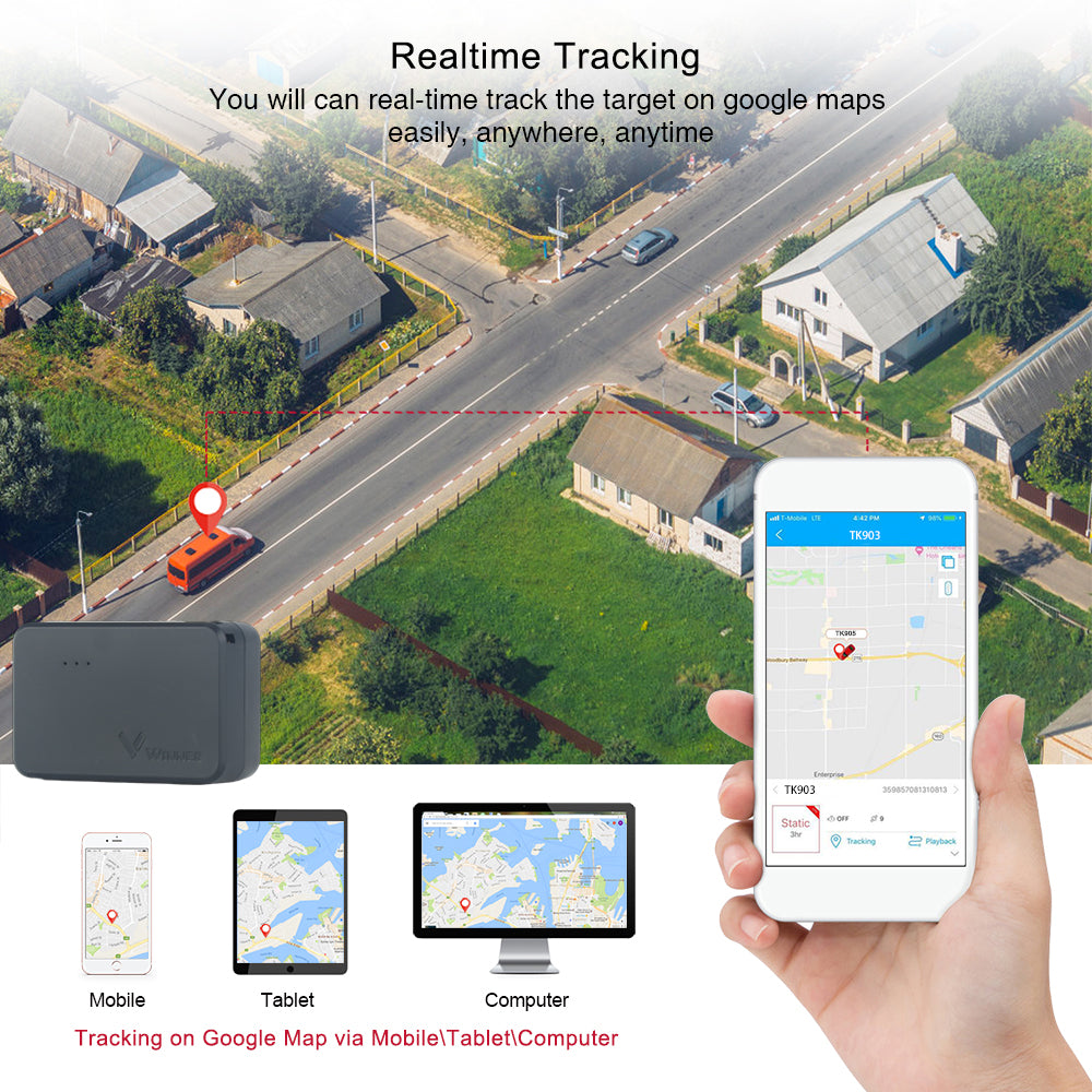 WINNES Mini 4G GPS Tracker with SIM Card, Magnetic GPS Tracker 1500mAh Anti-Theft Device for Vehicle Motorcycle GPS Locator with Free App TK903