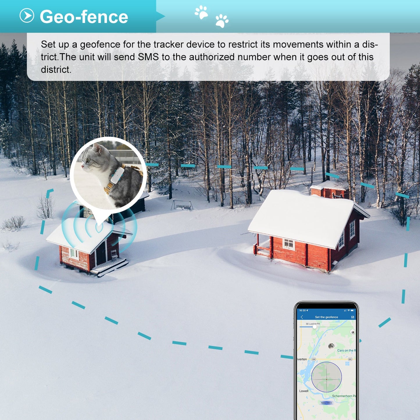 WINNES TK911pro 4G Dog GPS Tracker 700mah IP65 Waterproof Free APP real-time positioning with Sound/light for Find device function Data statistics and Electronic Geofencing