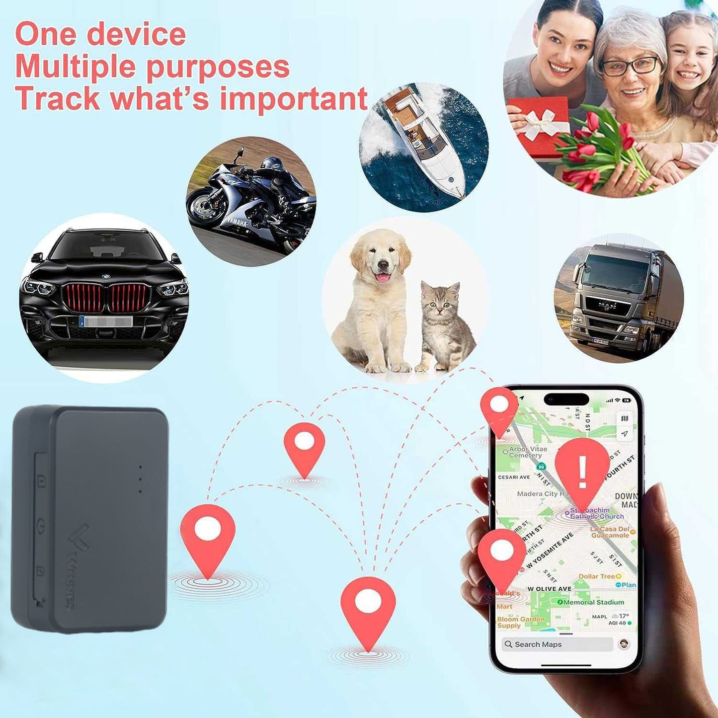 WINNES Mini 4G GPS Tracker with SIM Card, Magnetic GPS Tracker 1500mAh Anti-Theft Device for Vehicle Motorcycle GPS Locator with Free App TK903