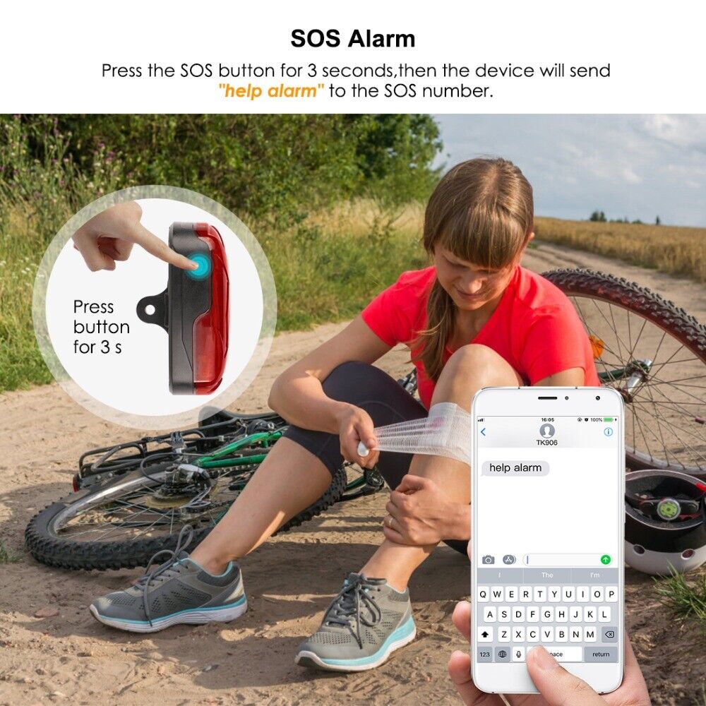 4G Bike Tracker Real-time Tracking Anti Theft Bicycle LED Taillight Hidden Bike GPS Tracker Waterproof SOS Geofence Alarm GPS Tracker for Bike Motorbike Baby Carriage, Free APP Unlimited Distance