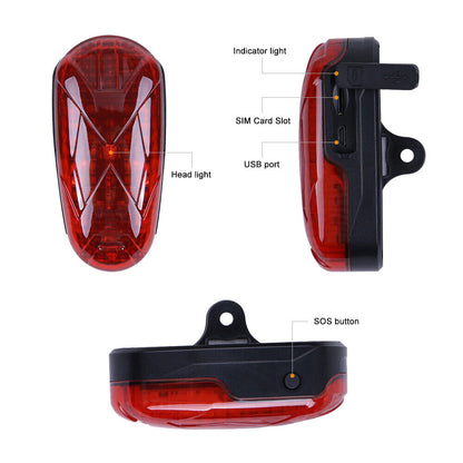 4G Bike Tracker Real-time Tracking Anti Theft Bicycle LED Taillight Hidden Bike GPS Tracker Waterproof SOS Geofence Alarm GPS Tracker for Bike Motorbike Baby Carriage, Free APP Unlimited Distance