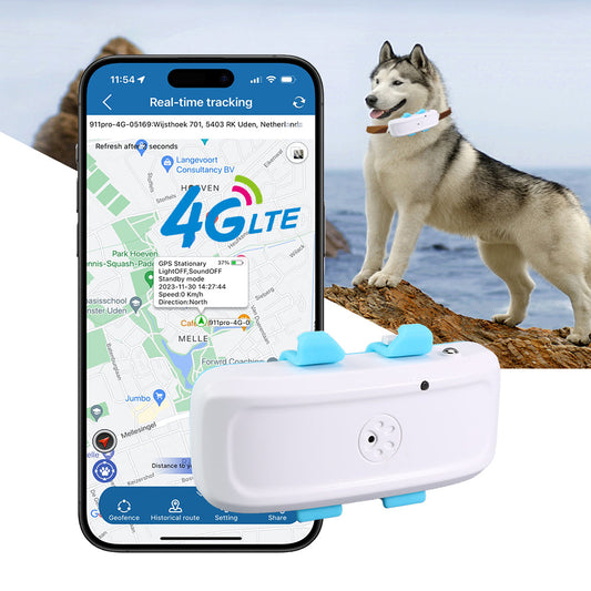 WINNES TK911pro 4G GPS-Tracker für Hunde 700 mAh IP65 Wasserdicht Kostenlose APP Echtzeit-Positionierung mit Ton/Licht zur Gerätesuche, Datenstatistiken und elektronischer Geofencing