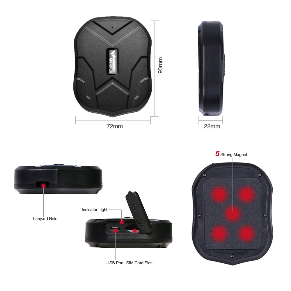 WINNES GPS Tracker 4G TK905B, Built in 10000mAh Rechargeable Battery 80 Days Standby, Real Time Positioning Waterproof Strong Magnetism GPS Car Tracker for Fleet, Van, Vehicle