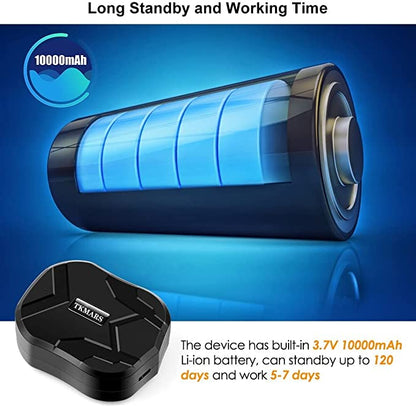 WINNES GPS Tracker 2G TK905B, Built in 10000mAh Rechargeable Battery 150 Days Standby, Real Time Positioning Waterproof Strong Magnetism GPS Car Tracker for Fleet, Van, Vehicle