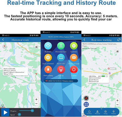 WINNES 2G GPS Tracker Real-time Tracking, 1000mAh 120 Days Long Standby Time GPS Tracker with Magnet for Car Truck Boat Vehicles