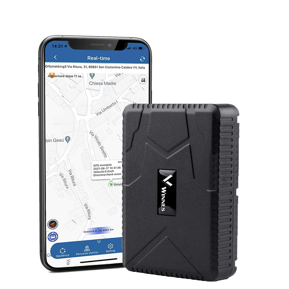 WINNES 2G GPS Tracker Real-time Tracking, 1000mAh 120 Days Long Standby Time GPS Tracker with Magnet for Car Truck Boat Vehicles