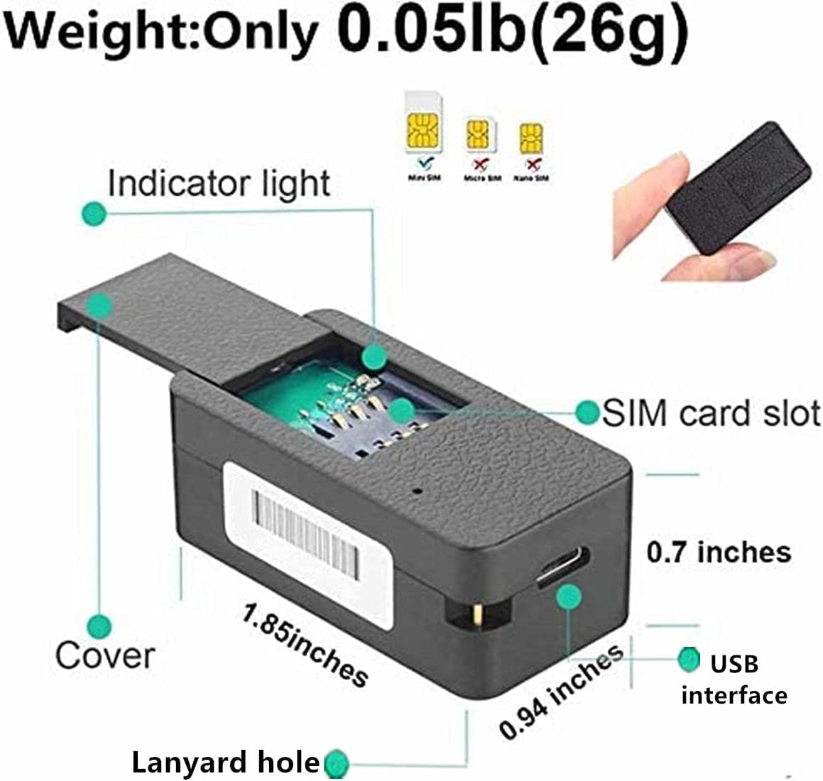 WINNES 2G TK901 Magnetic Micro GPS Tracker，for Vehicles/Children/Elderly/Wallet/Luggage, Anti-Theft Real Time Tracking Locator with Free App for IOS and Android